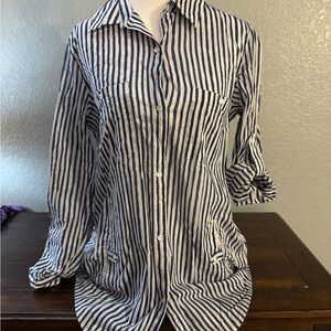 Banana Republic Navy and White Striped Shirt